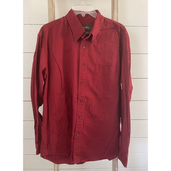 Vintage Eddie Bauer Men's Shirt 100% Cotton 00665 WPL 9647 Red Size L - Picture 1 of 7